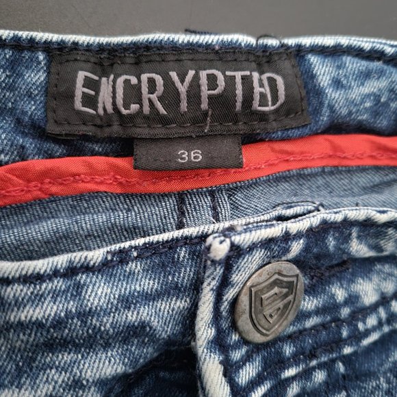 Encrypted NYC Men’s Sz 36 Distressed Denim Jean Shorts, Detailed Buttons, EUC - Picture 5 of 11